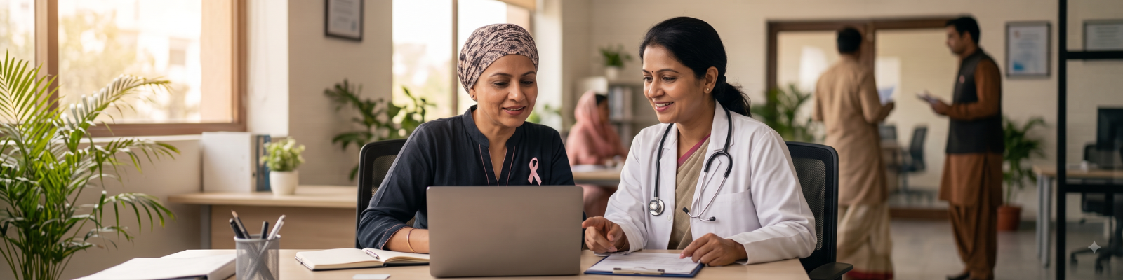 Working woman balancing breast cancer treatment and career